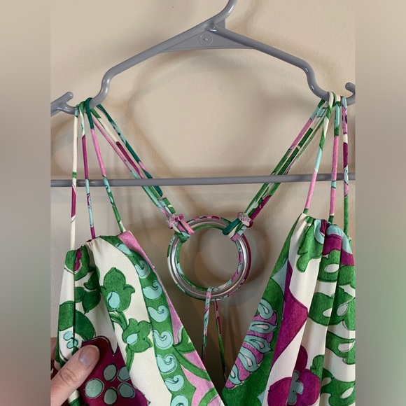 Mango Satin Cross-Back Floral Jumpsuit NWOT - Picture 3 of 13